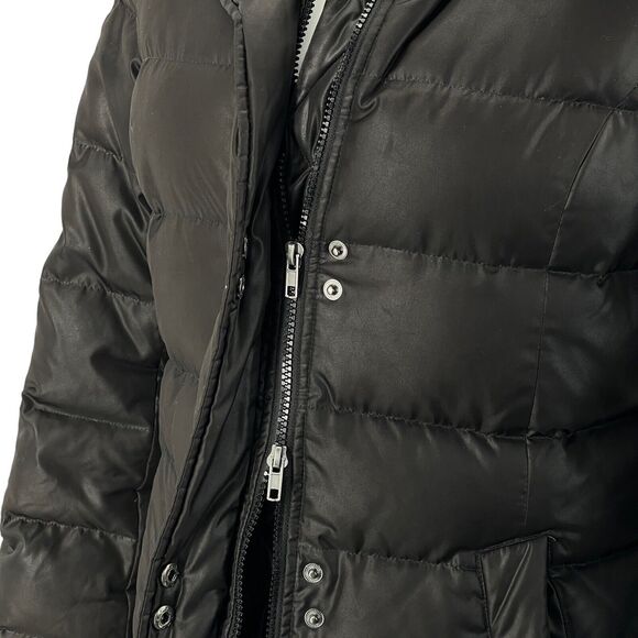 Soia & Kyo Down Parka Faux Fox Fur Trim Coat Full Zip Black Winter Snow Small - Picture 5 of 9